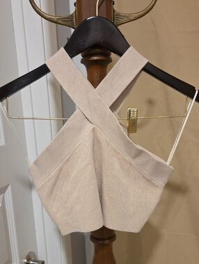 House of Harlow 1960 Beige Knit Cropped Tank